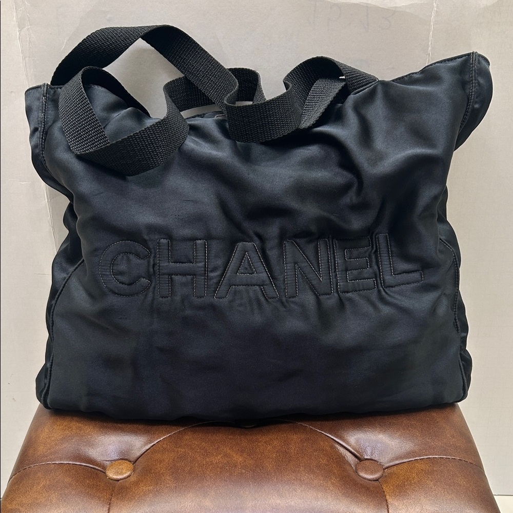 ***SOLD*** CHANEL Satin CC Black Tote Bag